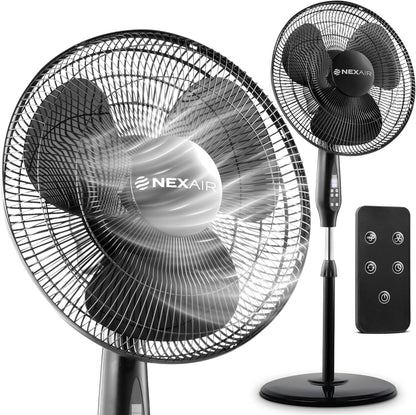 NEXAIR 16-Inch Oscillating Pedestal Fan - Quiet Operation, Remote Control & Adjustable Height | Ideal for Office & Living Room