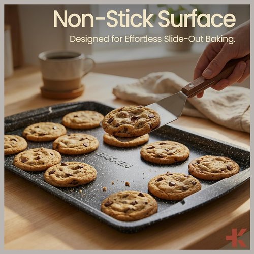 Gray Marble 10-Piece Bakeware Set - Nonstick Carbon Steel, Space-Saving Design, Dishwasher Safe, Oven Safe Up to 450°F