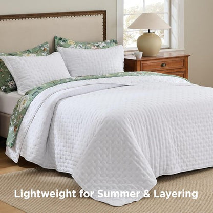 Bedsure Quilts - Queen Size Bright White Lightweight Comforter | Ultra Soft All-Season Bedding, 90 x 96 Inches