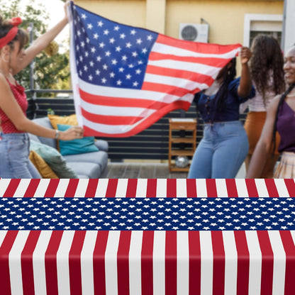 Patriotic Tablecloths by 4th of July | 4 Pcs 108" x 54" Red, White & Blue Rectangle Covers