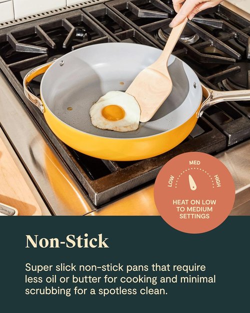 Caraway Non-Stick Ceramic Cookware Set - 12 Pieces, PFAS & PFOA Free, Oven Safe - Gray Pots & Pans