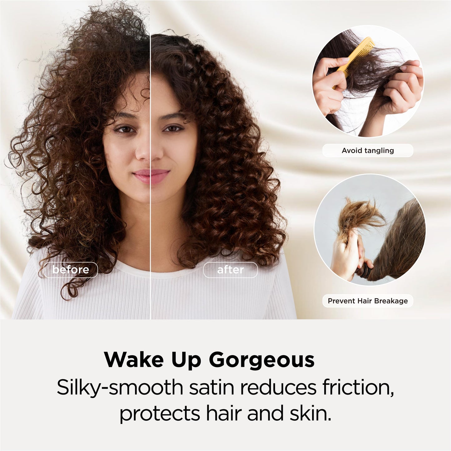 Bedsure Satin Pillowcase 2 Pack Similar to Silk Pillow Cases Standard Size, Pillow Case for Sleeping Women with Envelope Closure, Gifts for Women Men, Khaki, 20x26 Inches, 2pcs