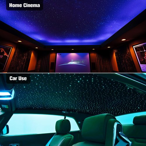 CHINLY Twinkle 150pcs 6.5ft 0.03in Starlight Headliner Fiber Optic Lights kit, Music Mode Bluetooth APP Control Remote, RGBW Star roof Lights for Star Headliner/Home Theater/Pool Ceiling