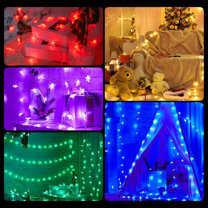 Minetom Star String Lights - 50 LED Color Changing Fairy Lights with Remote & Timer | 17 ft for Bedroom & Patio