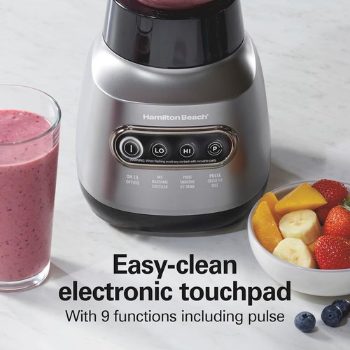 Hamilton Beach Wave Action Blender - Smoothies & More | 40oz Glass Jar, 20oz Travel Jar, 800 Watts, Silver