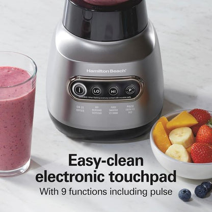 Hamilton Beach Wave Action Blender - Smoothies & More | 40oz Glass Jar, 20oz Travel Jar, 800 Watts, Silver
