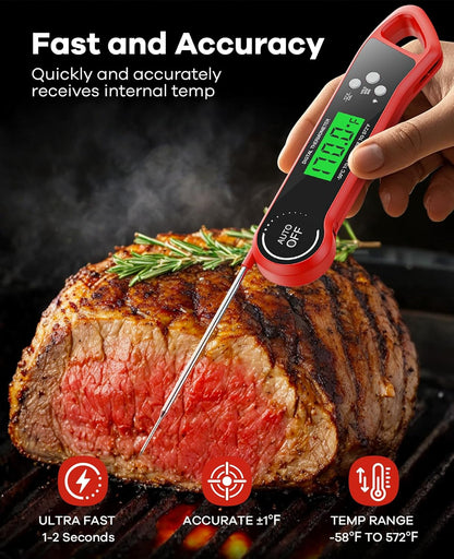 Skiennix Digital Meat Thermometer - Instant Read with Backlight & Waterproof Design for BBQ, Turkey, Candy, Beef