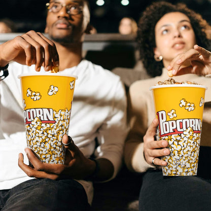 Novelty Place Retro Style Popcorn Containers - Perfect for Movie Night | 7" Tall x 4.5" Diameter (3 Pack)