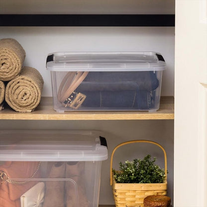 6-Pack 13.5 Qt Stackable Storage Bins with Secure Latching Lids - Lightweight Multipurpose Organizers (Variation: 6+13.5qt)