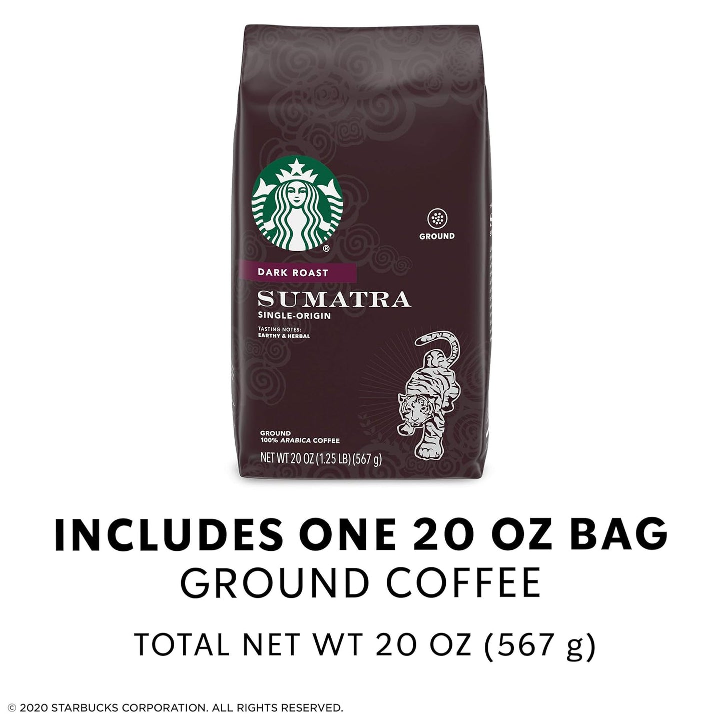 Starbucks Dark Roast Ground Coffee - Sumatra 100% Arabica - Rich Flavor - 20 Oz. Bag