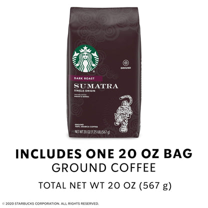 Starbucks Dark Roast Ground Coffee - Sumatra 100% Arabica - Rich Flavor - 20 Oz. Bag