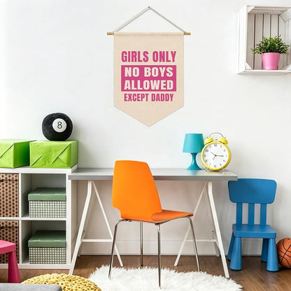 Girls Room Wall Art Decor Pennant Banner - Cute Pink Pennant Flag for Kids Room Variation: Art Cute Girl Only Linen-13