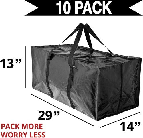 BAG-THAT! Extra Large Heavy-Duty Moving Bags - Stronger Handles & Zippered Closure for Easy Packing