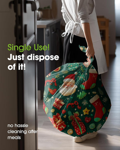Pureegg Disposable Plastic Tablecloths - 10 Pack, 54 x 108 Inch, Leakproof & Sturdy for Christmas Parties - Christmas Green