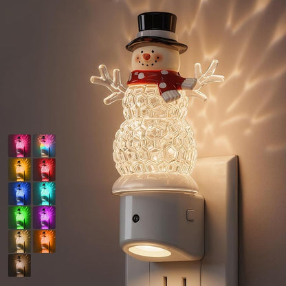 Snowman Night Light with 3 Lighting Modes, Dusk to Dawn Sensor, 8 Colors | Snowman Christmas Plug-in