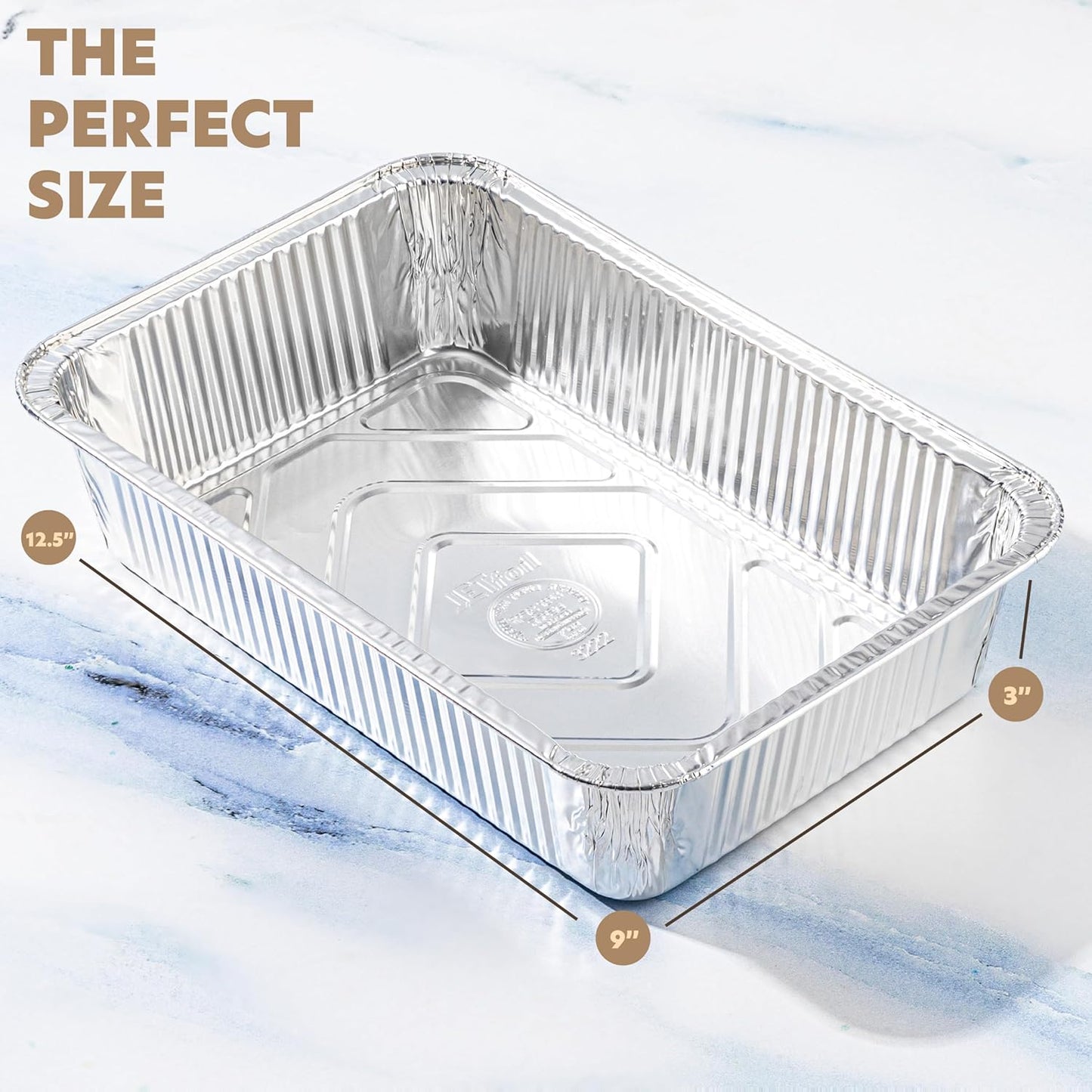 PlasticPro Aluminum Pans - 10 Pack Heavy-Duty 12.5'' x 9'' Disposable Foil Pans with Covers for Baking
