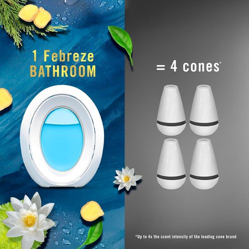 Febreze Bathroom Air Freshener - Odor-Fighting Plug-In Alternative | Ocean Scent, 4 Count for Small Spaces