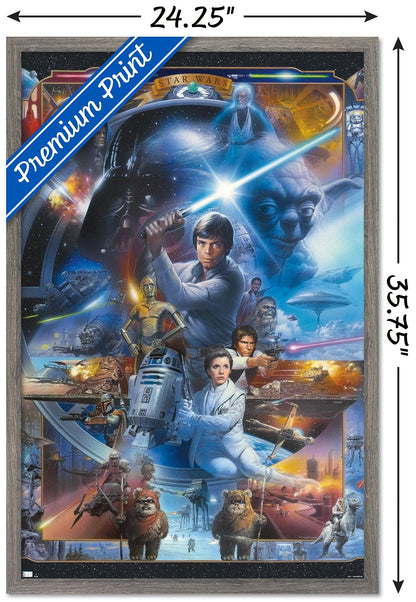Trends International Star Wars: Original Trilogy - Collage Wall Poster, 34L x 22.4W, Barnwood Framed Version