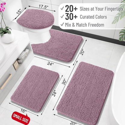 OLANLY Large Bath Rugs - Extra Soft Chenille | Quick Dry, Machine Washable, 50x30, Deep Plum