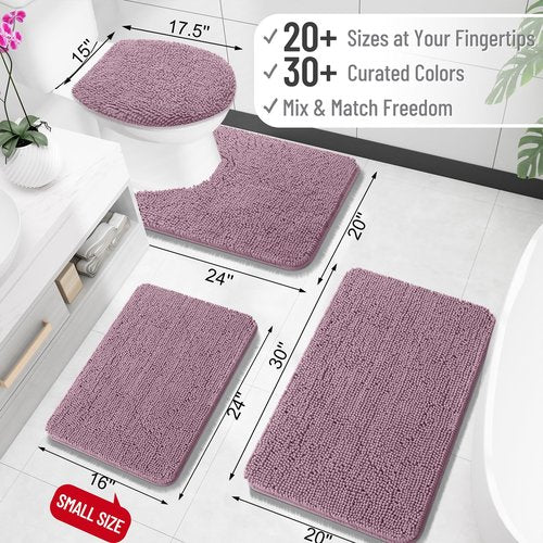 OLANLY Bathroom Rugs 34x21, Extra Soft Absorbent Chenille Bath Rugs, Rubber Backing Quick Dry, Machine Washable Bath Mats for Bathroom Floor, Tub and Shower, Home Decor Accessories, Deep Plum