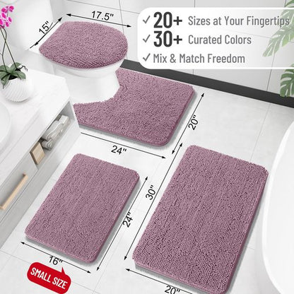 OLANLY Bathroom Rugs 34x21, Extra Soft Absorbent Chenille Bath Rugs, Rubber Backing Quick Dry, Machine Washable Bath Mats for Bathroom Floor, Tub and Shower, Home Decor Accessories, Deep Plum
