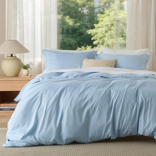 Bedsure Duvet Cover King Size - Soft Double Brushed Bedding Set for Kids & Adults, Zipper Closure, 3 Pieces, Includes 1 Duvet Cover (104"x90") & 2 Pillow Shams, NO Comforter, Light Blue