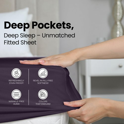 Utopia Bedding Full Fitted Sheet - Bottom Sheet - Deep Pocket - Soft Microfiber - Shrinkage and Fade Resistant - Easy Care -1 Fitted Sheet Only (Purple)