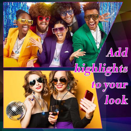Henoyso LED Disco Ball Necklaces - 24 Pcs Colorful Light-Up Party Favors for Bachelorette & Birthdays