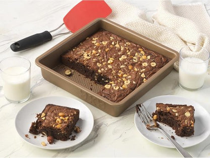 GoodCook BestBake Nonstick Square Pan - Durable Carbon Steel, 9-Inch, Bronze Finish