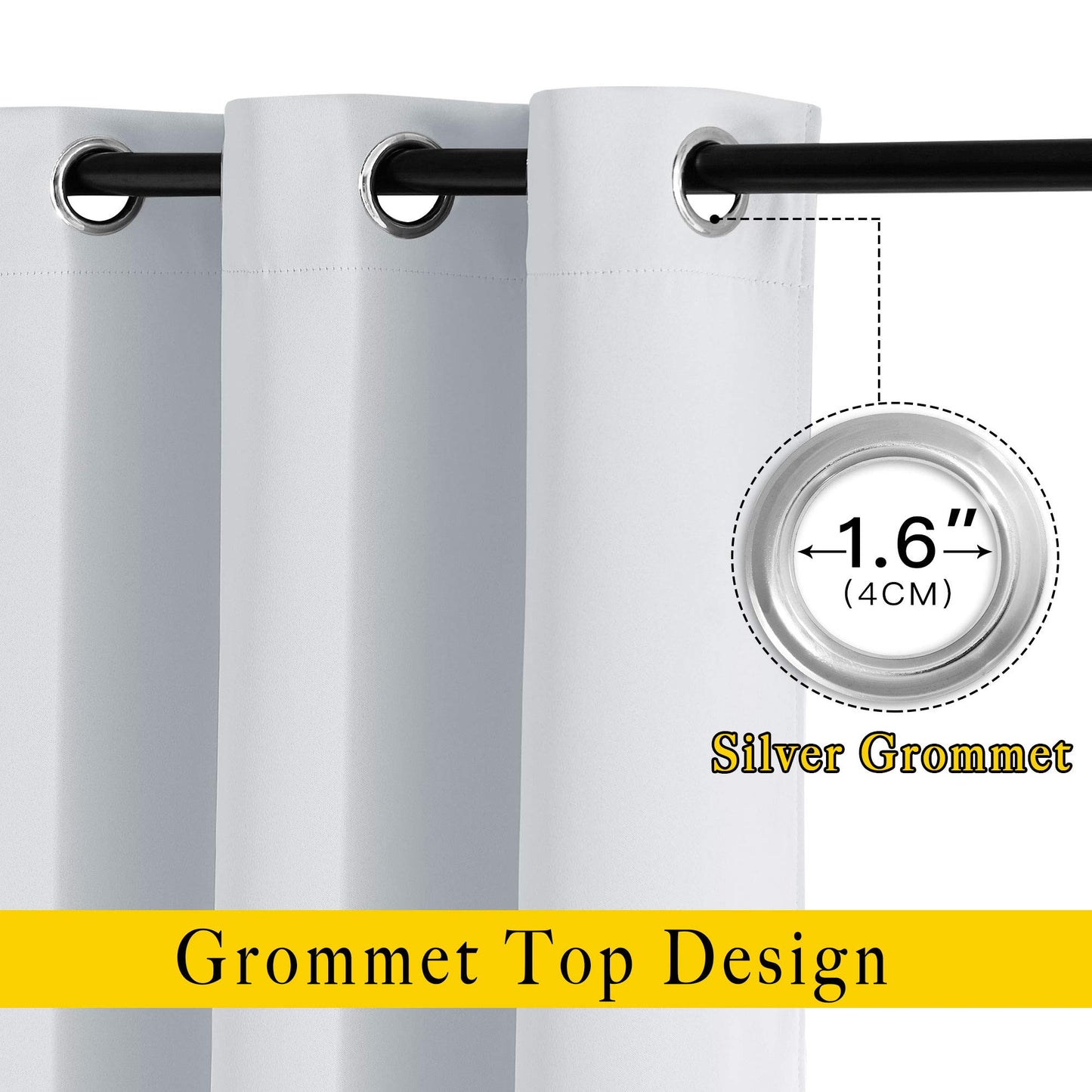NICETOWN Blackout Living Room Curtains Greyish White - Home Fashion Ring Top Thermal Insulated Darkening Curtains for Bedroom/Living Room (2 Panels, W52 x L90, Greyish White)