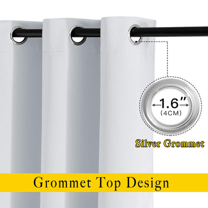 NICETOWN Blackout Living Room Curtains Greyish White - Home Fashion Ring Top Thermal Insulated Darkening Curtains for Bedroom/Living Room (2 Panels, W52 x L90, Greyish White)