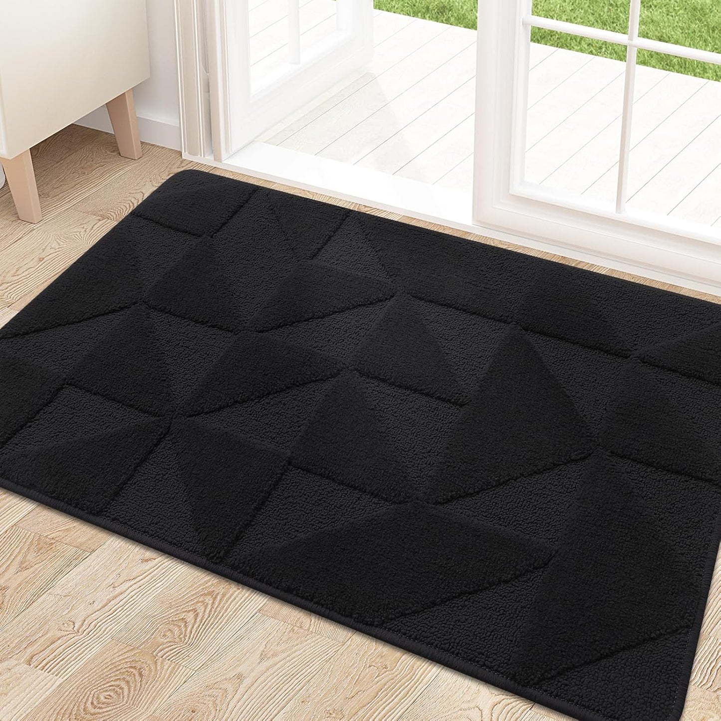 OLANLY Indoor Door Mat - Non-Slip, Absorbent & Dirt-Resistant | Washable Low-Profile Entry Doormat (32x20 inches, Black)