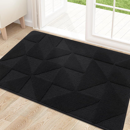 OLANLY Indoor Door Mat - Non-Slip, Absorbent & Dirt-Resistant | Washable Low-Profile Entry Doormat (32x20 inches, Black)