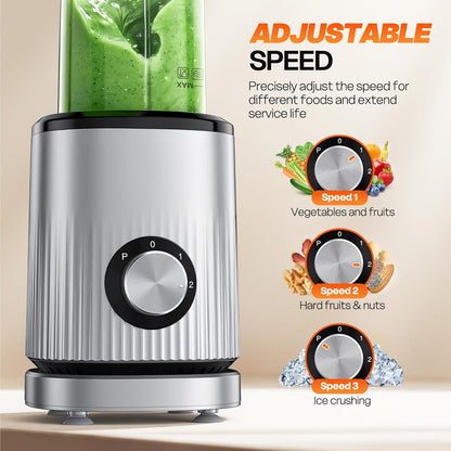 Skiennix Portable Personal Blender - Smoothie Maker with 2 x 24oz Cups & Extra Lid for Juices & Baby Food