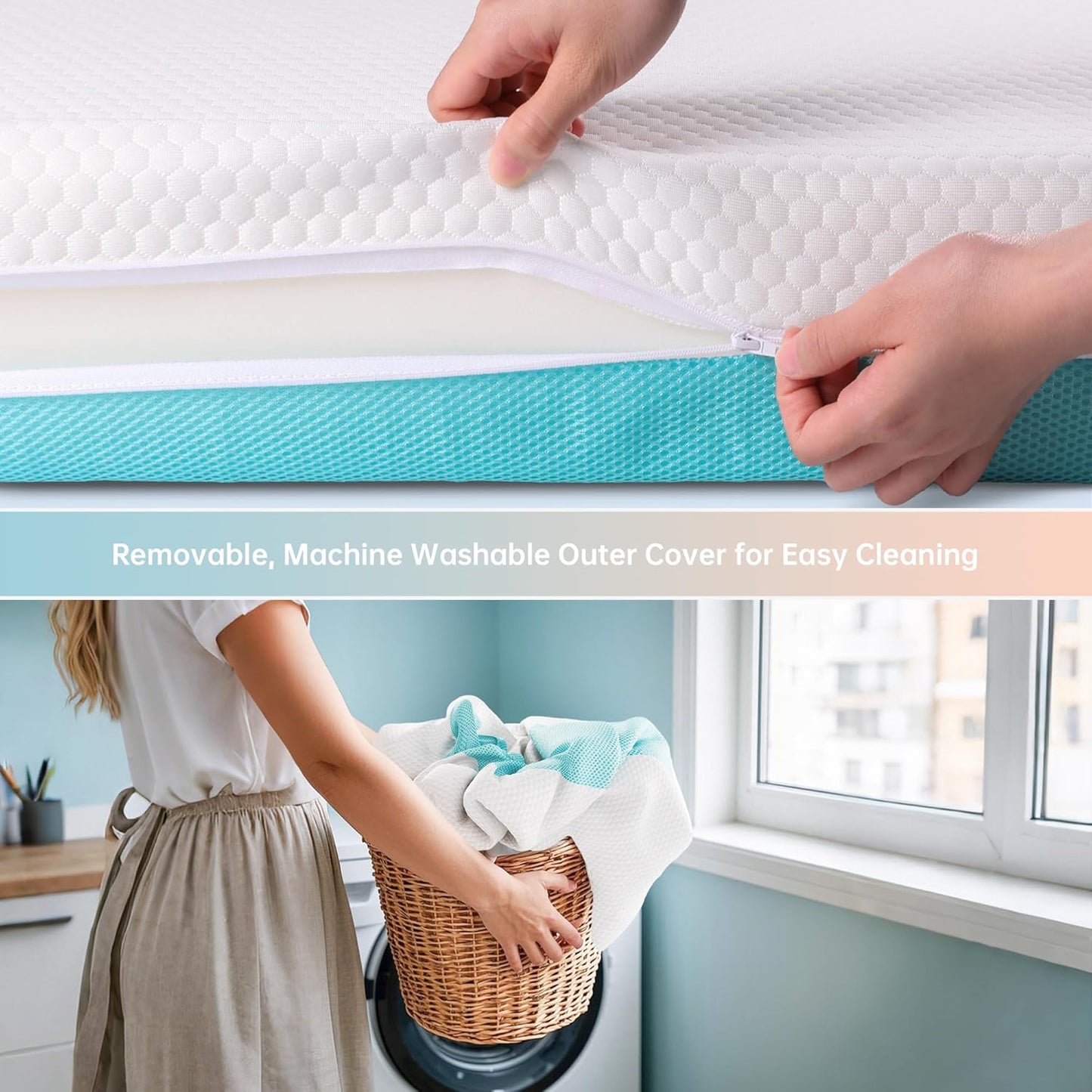 TeQsli Crib Mattress - Memory Foam Toddler Mattress with Breathable, Washable Cover | Standard Size 52 x 27.6 x 4.5 Inch