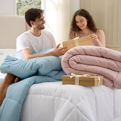 Bedsure Comforter Duvet Insert - Quilted Comforters Oversized King Size, All Season Duvet, GentleSoft Down Alternative Bedding, with 8 Tabs, Gifts for Women/Men, Beige, Oversized King 116 x 98 Inches