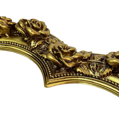 Antique Gold Heart Mirror with Rose Frame – Wall Decor 13 x 12.2 inches