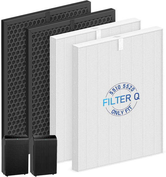 Winix 5510-5520 Air Purifier Filters - 2 Sets of Activated Carbon & Middle Filters for Large Rooms (1882 Ft²/Hr)