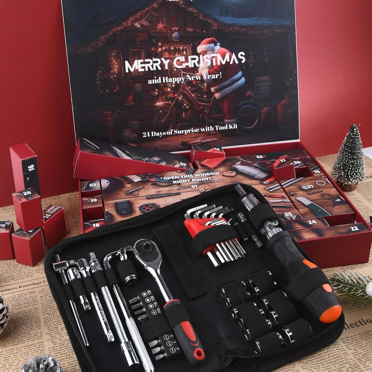 Tool Advent Calendar - 24-Day Mechanics Tools Set for Men | Perfect Christmas Gift for Automotive Enthusiasts