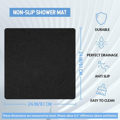 Hargiis Non-Slip Bathtub Mat, Anti Slip Shower Mat, Fast Drying Bathtub Mats, Foot Scrubber Mat, Anti Slip Mat for Tub, Floor, Bathroom, Kitchen, Home, Hotel (Black 24"×24")