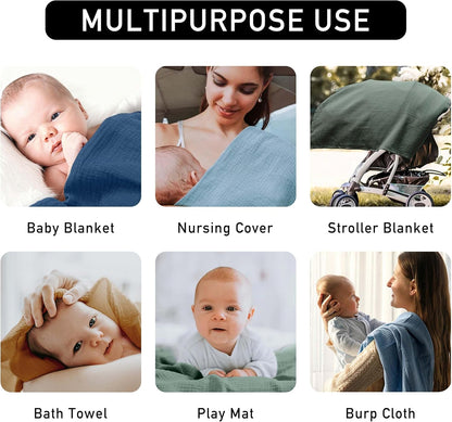 Skiennix Muslin Swaddle Blankets - 3 Pack Soft & Breathable Receiving Blankets | Large 38 x 40 Inches, Cute Flower Design
