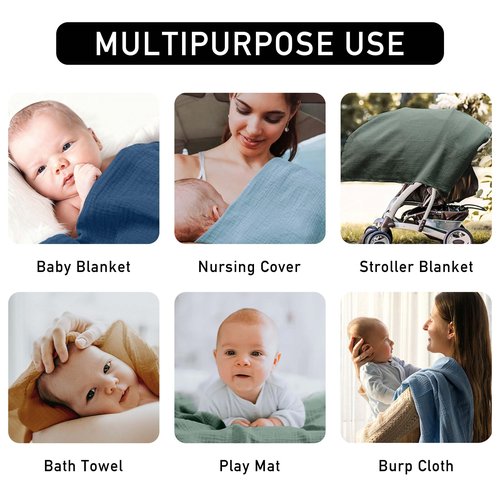 Muslin Swaddle Blankets for Newborn, 3 Pack Breathable Soft Receiving Blanket, Large 38 x 40 inches Swaddle Wrap Burping Clothes, Essentials Infant Shower Items, Toddler Gift (Cute Flower)