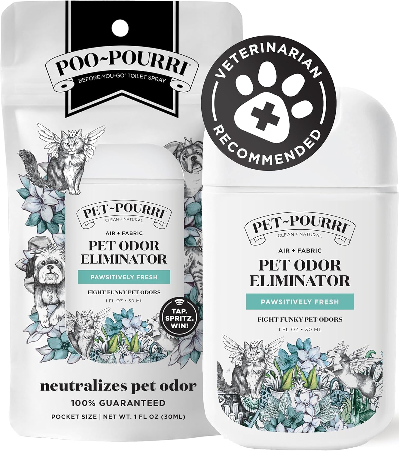 Poo-Pourri Pawsitively Fresh Pocket Deodorizer Spray - Natural Pet Odor Remover for Dogs & Cats - Vet Recommended