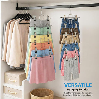 ZOBER 3-Pack Skirt Hangers with Clips - Space-Saving Closet Organizer for Pants & Skirts