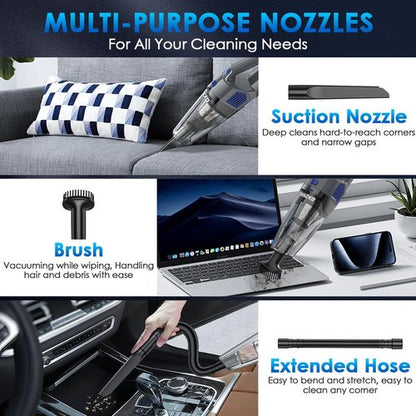 Gxzsk Handheld Vacuum - Cordless 15000PA Strong Suction Car Vacuum Cleaner | Rechargeable & Portable with Multi-Nozzles