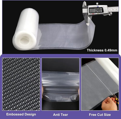 CAREGY Food Vacuum Sealer Bags - 8 Pack of Commercial Grade BPA-Free Rolls | 4 Rolls 8'' x 20' & 4 Rolls 11'' x 20' for Meal Prep & Sous Vide Cooking