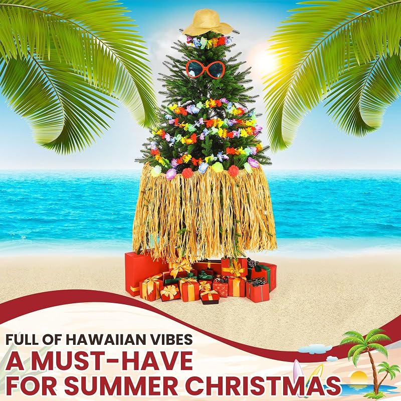 Hawaiian Christmas Tree Decoration Set - 4 Pcs Tropical Holiday Ornaments