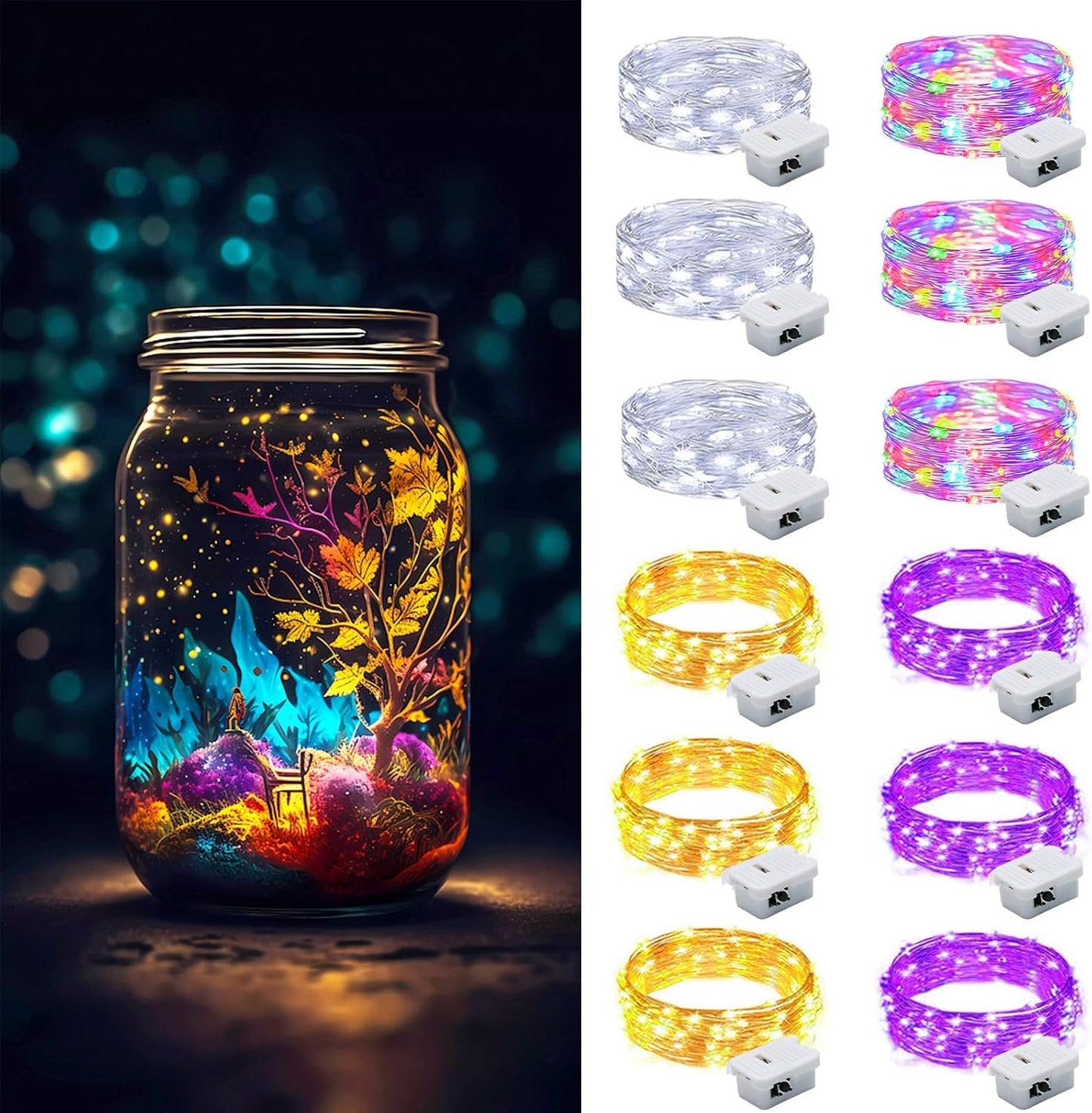 ZGWJ Fairy Lights - 12 Pack Battery Operated Twinkle String Lights | 20 LED, 7FT Waterproof for Indoor & Outdoor Decor
