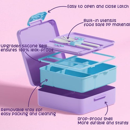 Fimibuke Bento Lunch Box - Leak Proof Toddler Container with 4 Compartments | BPA Free, Dishwasher Safe, Ideal for Ages 3-12