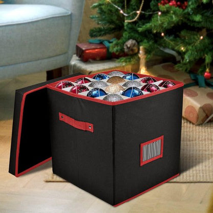 Holiday Cheer Christmas Ornament Storage - Premium Container with 4 Trays for 64 Ornaments | Tear-Proof Fabric